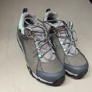 OBOZ Sapphire B-Dry Waterproof Low Hiking Shoes B-Dry Gray Mint Green size 9
